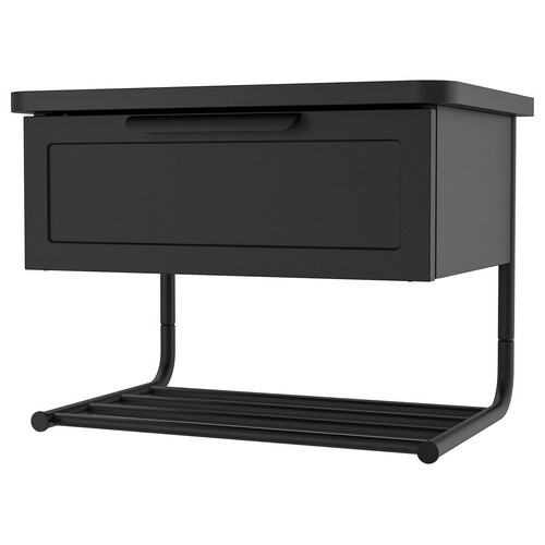 GRÅFJÄLLET Wall-mounted bedside table, anthracite, 42x29x31 cm