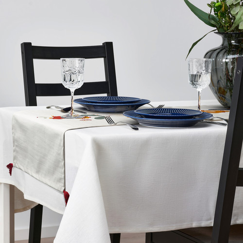 MÄVINN Table-runner, white red/tassel, 35x130 cm