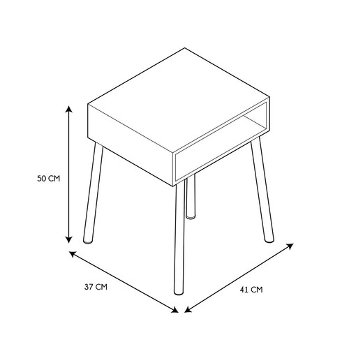 Bedside Table Nightstand Niche, white/natural