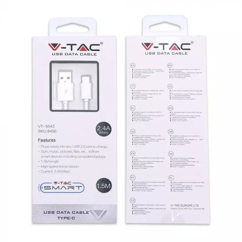 V-TAC Cable USB Type-C M 1.5m, white