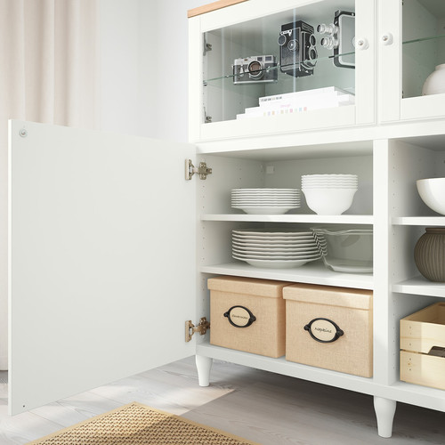 BESTÅ Storage combination with doors, white, Smeviken/Kabbarp white clear glass, 180x42x114 cm