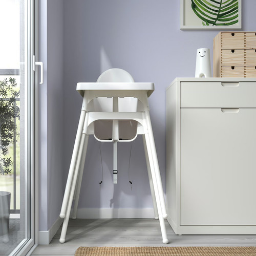 ANTILOP Highchair with tray, white/white