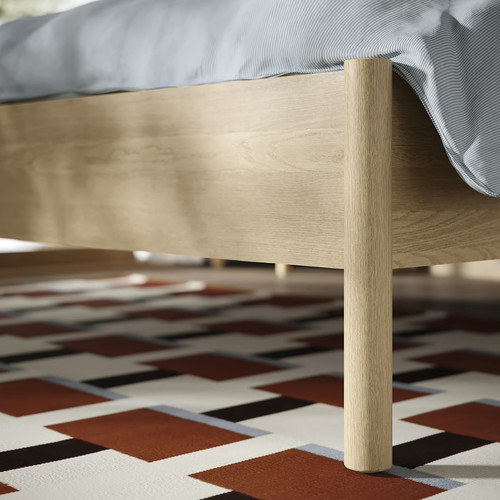 TONSTAD Bed frame, oak veneer/Leirsund, 140x200 cm