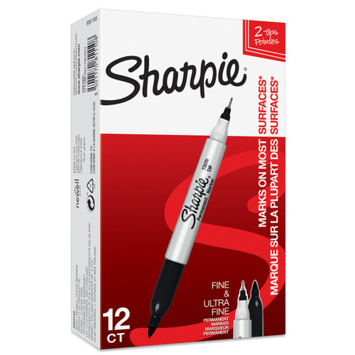 Sharpie Marker Perman 2in1 12pcs, black