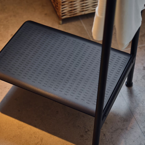 BÄSINGEN Step stool with handrail, anthracite