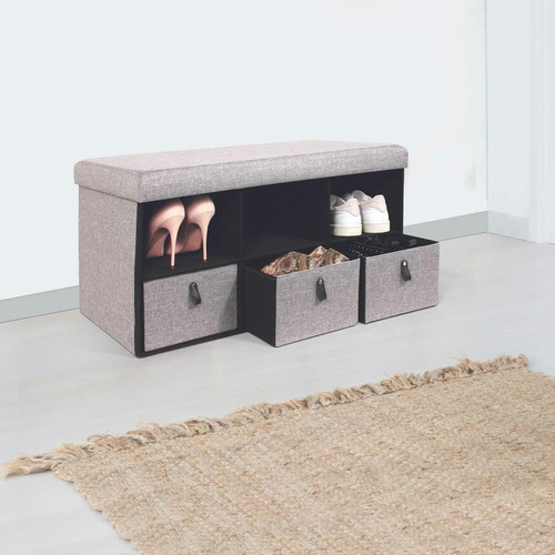 Pouffe with Shoe Storage Hiding 76cm, grey