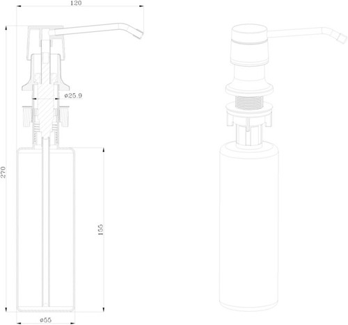 GoodHome Soap/Liquid Dispenser Datil 23 x 13 cm, chrome