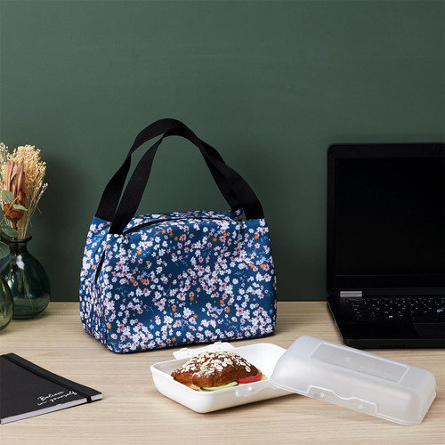 Thermal Lunch Bag Flower, blue