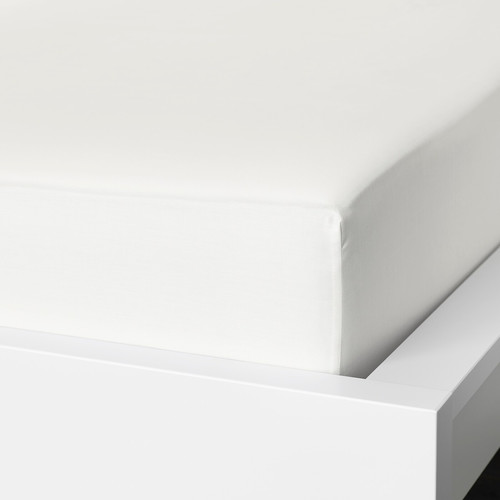 NATTJASMIN Fitted sheet, white, 160x200 cm