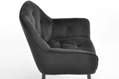 Glamour Chair with Armrests EMMA, velvet, black