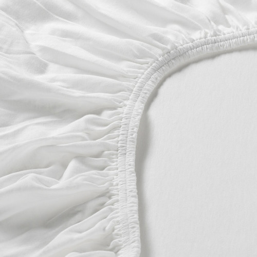 VÅRVIAL Fitted sheet, white, 120x200 cm
