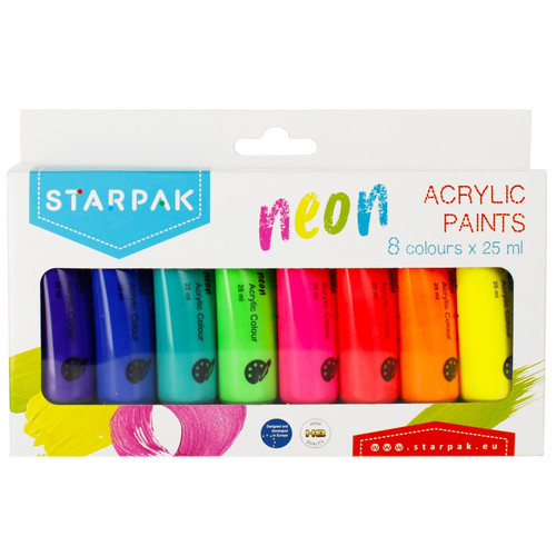 Starpak Neon Acrylic Paints 8 Colours x 25ml