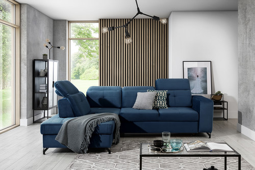 Corner Sofa-Bed Left Belavio L Dark Blue Monolith 77