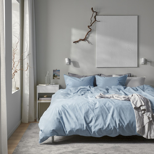 ÄNGSLILJA Duvet cover and 2 pillowcases, blue-grey, 200x200/50x60 cm