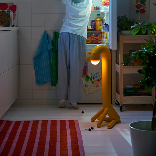 GREJSIMOJS LED decoration lighting, floor, giraffe/yellow battery-operated