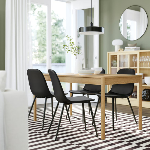 TONSTAD / NORDMANSSKÄR Table and 4 chairs, oak veneer/Bomstad black black, 150x80 cm