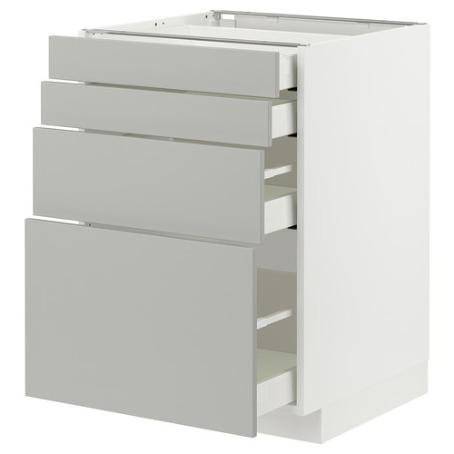 METOD / MAXIMERA Base cab 4 frnts/4 drawers, white/Havstorp light grey, 60x60 cm