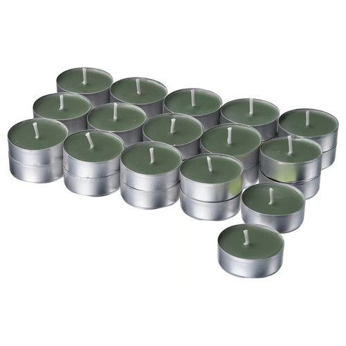 LOTSFÅGEL Scented tealight, Fig leaf green, 3.5 hr, 30 pack