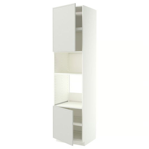 METOD Hi cb f oven/micro w 2 drs/shelves, white/Aspudden light grey, 60x60x240 cm