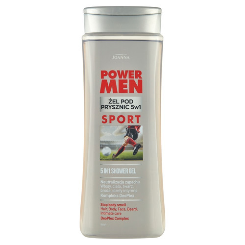 Joanna Power Men Shower Gel for Face, Body, Hair & Beard 5in1 Sport 300ml