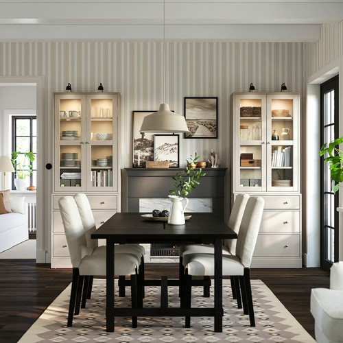 HAVSTA Storage combination w glass-doors, grey-beige, 81x47x212 cm