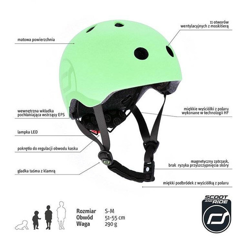 SCOOTANDRIDE Child's Bicycle Helmet S-M helmet for children, kiwi, 3+