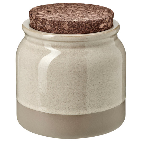 BRUGDHAJ Jar with lid, beige, 1 l