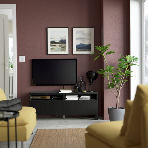 BESTÅ TV bench with drawers, black-brown/Lappviken/Stubbarp black-brown, 120x42x48 cm