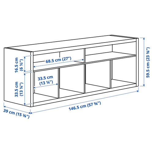 KALLAX TV storage combination, white stained oak effect, 147x39x60 cm