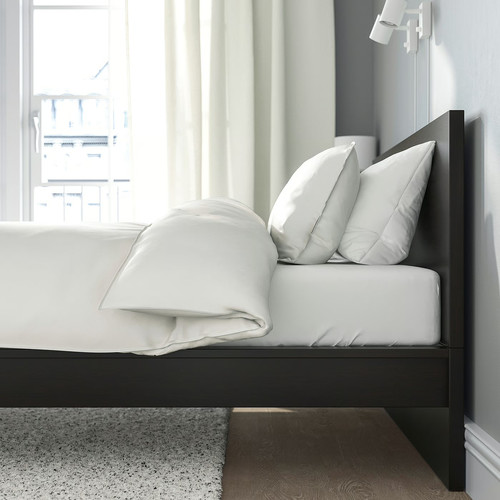 MALM Bed frame with mattress, black-brown/Valevåg extra firm, 160x200 cm