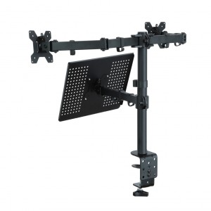 ART Desk Mount for 2 LED/LCD Monitors 13-27" with Notebook Holder L-25