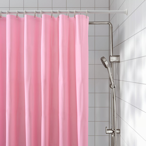 LUDDHAGTORN Shower curtain, pink, 180x200 cm