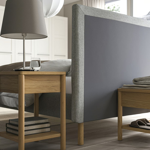 TÄRNKULLEN Upholstered bed frame, Tibbleby beige/grey/Luröy, 140x200 cm