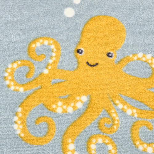 BLÅVINGAD Rug, ocean animals pattern/multicolour, 133x133 cm