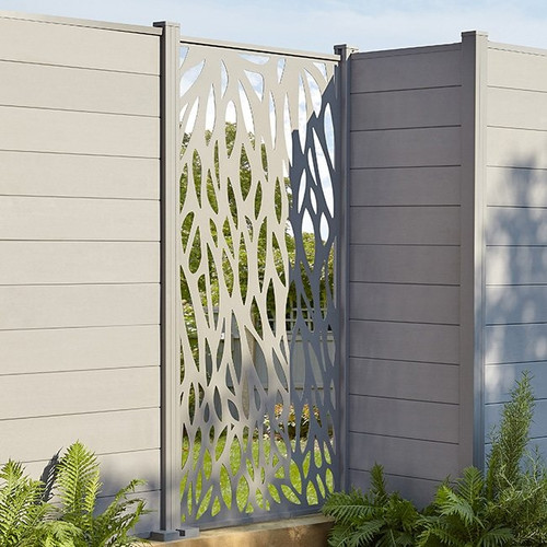Blooma Neva Aluminium Leaf 1/4 Fence Panel 44 x 179 cm, taupe