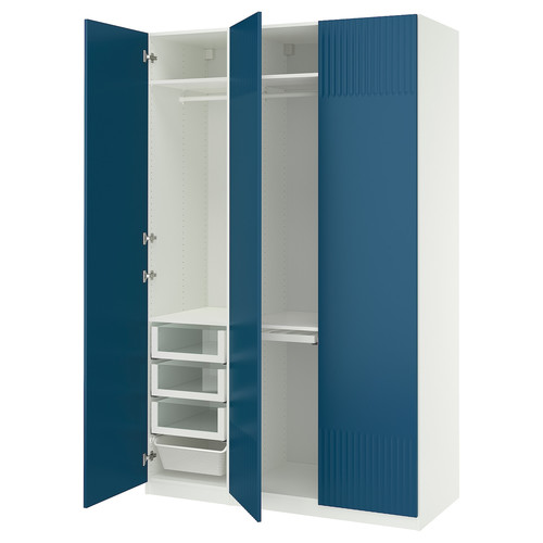 PAX / FYRUDDEN Wardrobe combination, white/blue, 150x60x236 cm