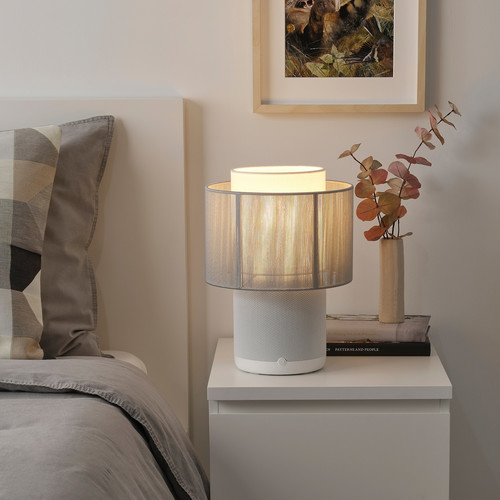 SYMFONISK Speaker lamp w Wi-Fi, textile shade, white