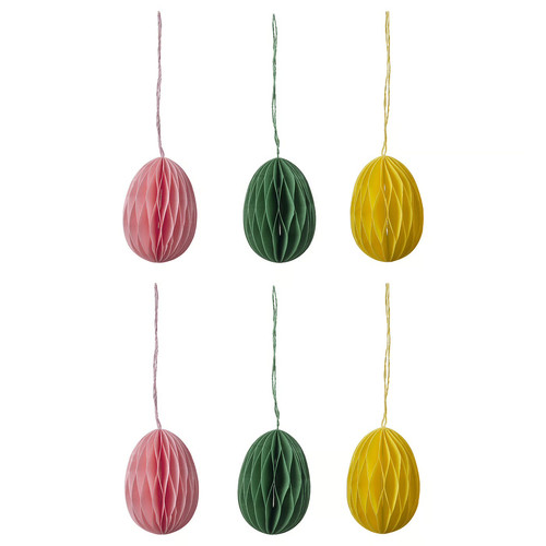TJÄRLEK Hanging decoration, egg/mixed colours