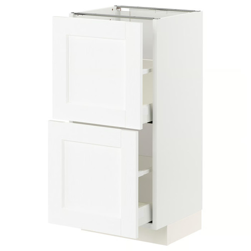 METOD / MAXIMERA Base cabinet with 2 drawers, white Enköping/white wood effect, 40x37 cm