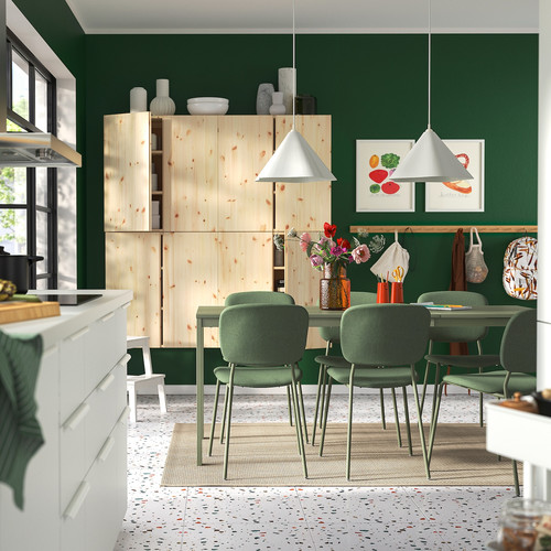 VIHALS Extendable table, green, 120/180x74 cm