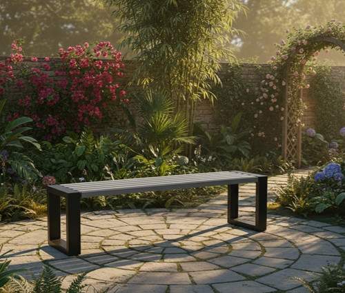 Architectural Metal Garden Bench Bold 150cm, black-grey