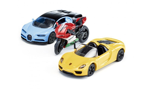 Siku Metal Model Set Sports Cars and Motorbike 3+