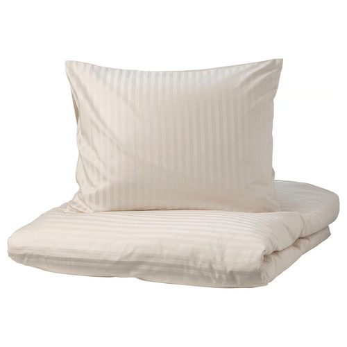 NATTJASMIN Duvet cover and 2 pillowcases, light beige, 200x200/50x60 cm
