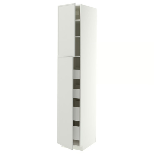 METOD/MAXIMERA Hi cab w 2 doors/4 drawers, white/Aspudden light grey, 40x60x220 cm