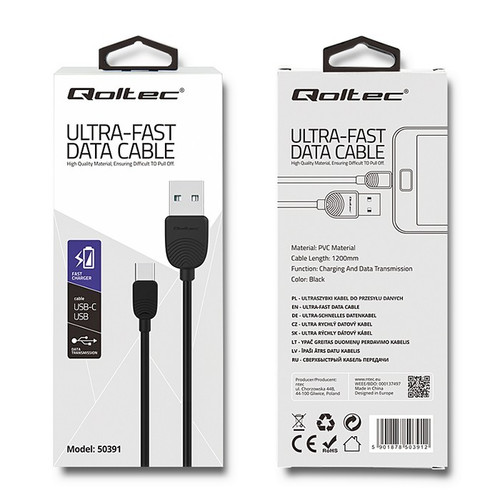 Qoltec Cable USB type-C/USB2.0A 1.2m