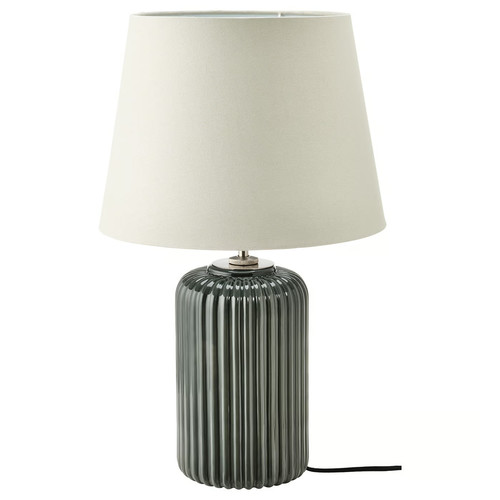 SNÖBYAR Table lamp, grey-turquoise ceramic, grey, 52 cm