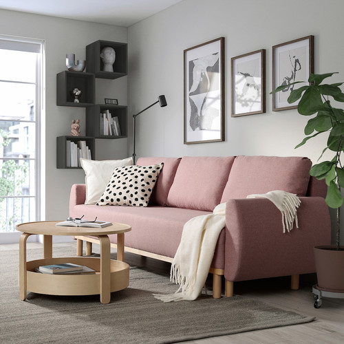 GRUNNARP 3-seat sofa-bed, Gunnared light brown-pink