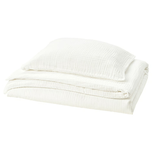 SCHERSMIN Duvet cover and pillowcase, white, 150x200/50x60 cm