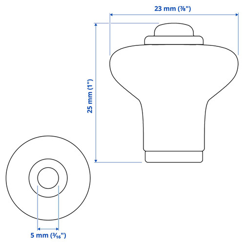 KLINGSTORP Knob, black/chrome-plated, 23 mm