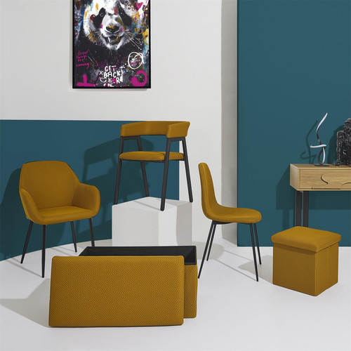 Folding Storage Pouffe Vels Atom, yellow